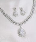 Diamente silver zircon necklace set