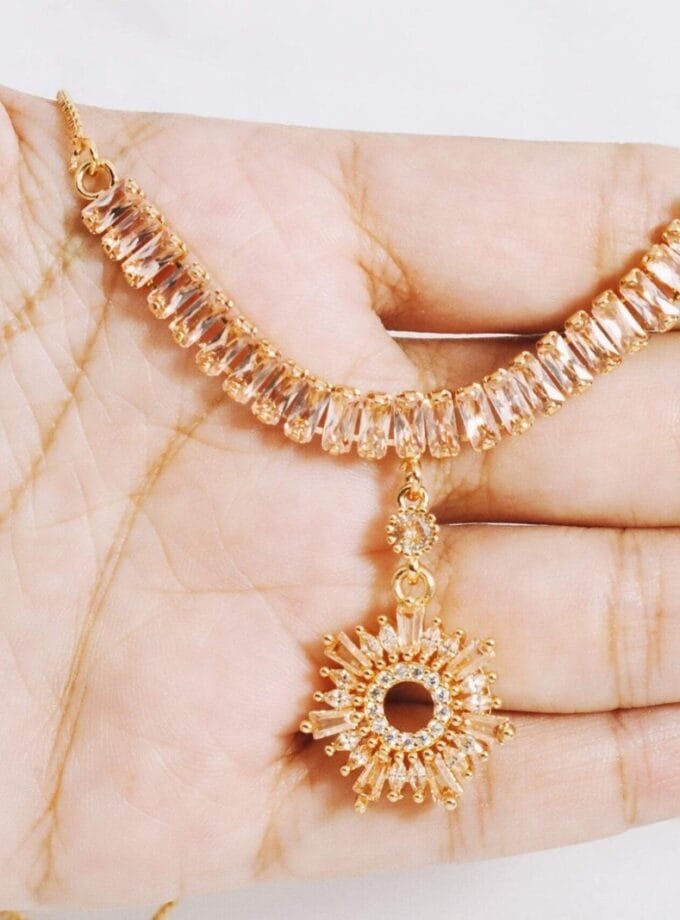 Zircon necklace set gold