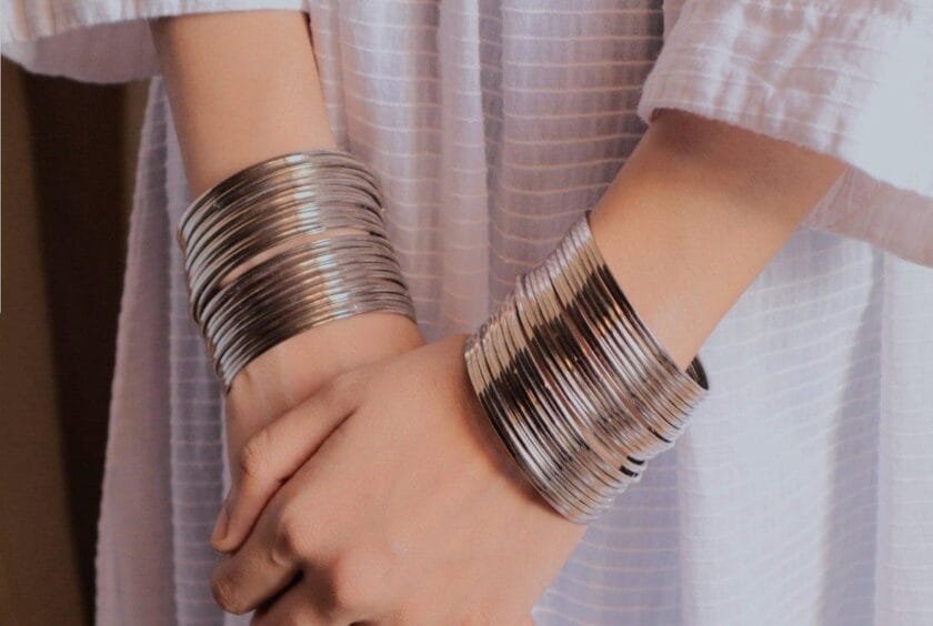 Silver steel Bangles