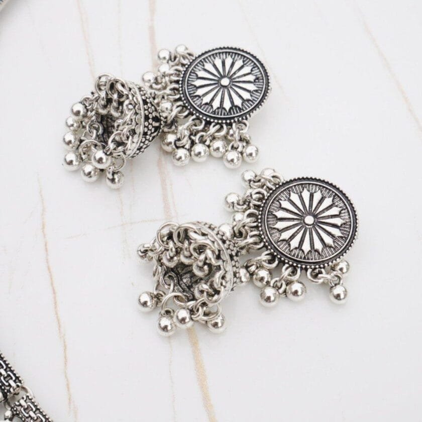 Afghani Silver choker with Jhumkay - Image 2