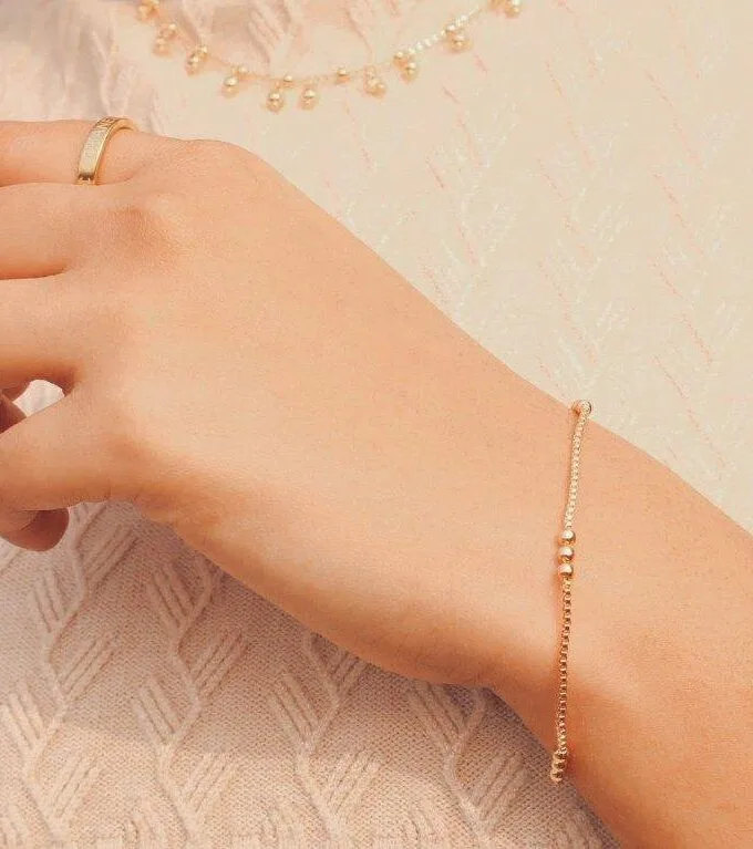 triple gleam beaded gold bracelet