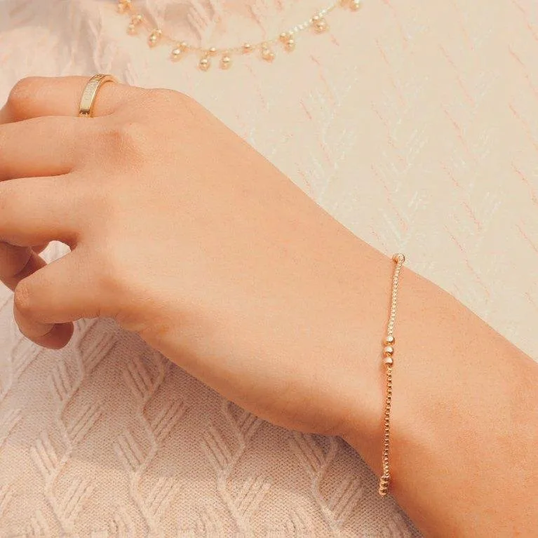 triple gleam beaded gold bracelet