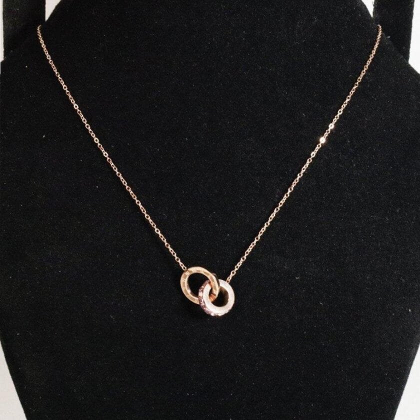 Double circle pendant chain pink - Image 2