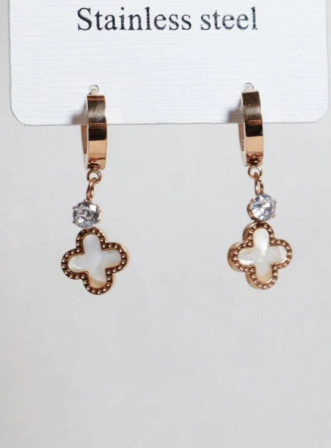 Clover hanging studs gold