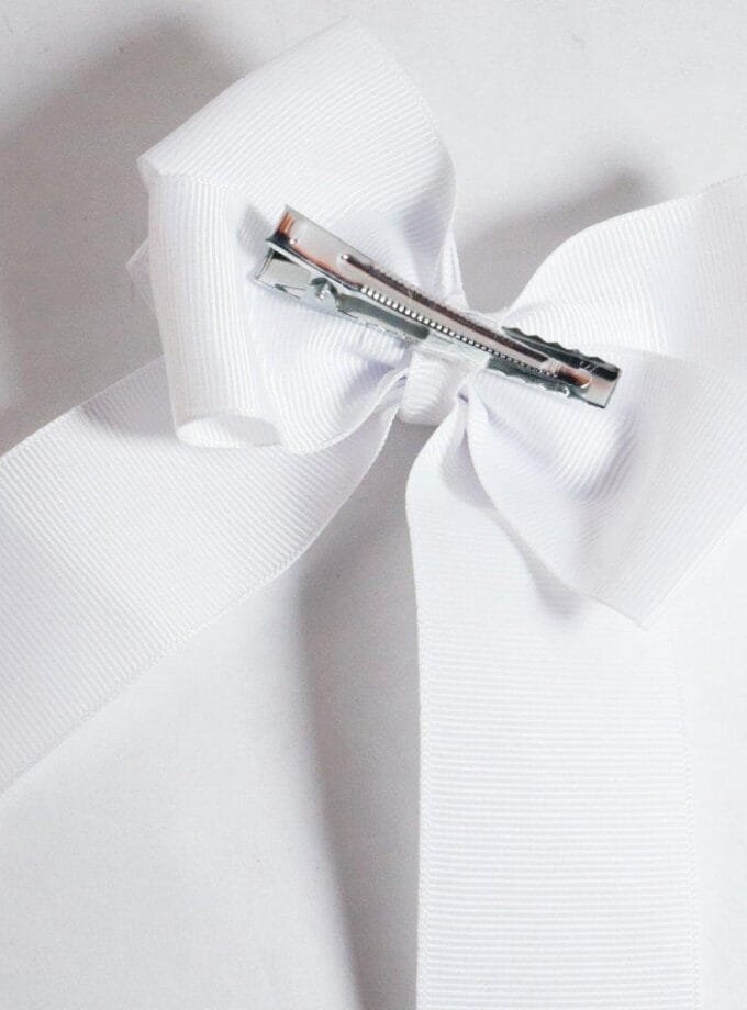 White Bow hair clip