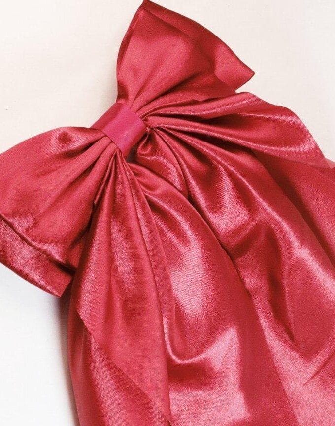 Red silk bow hair tie