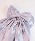 Grey bow silk hair tie - Image 3