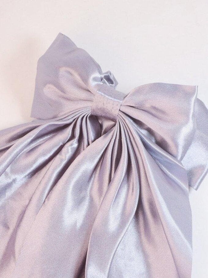 Grey bow silk hair tie