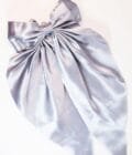 Grey bow silk hair tie