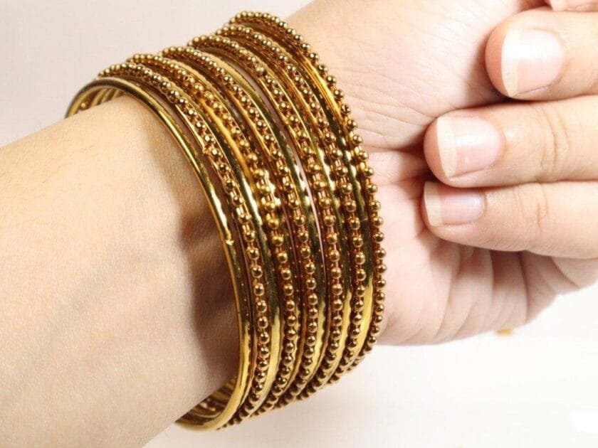 Moti golden metal bangles