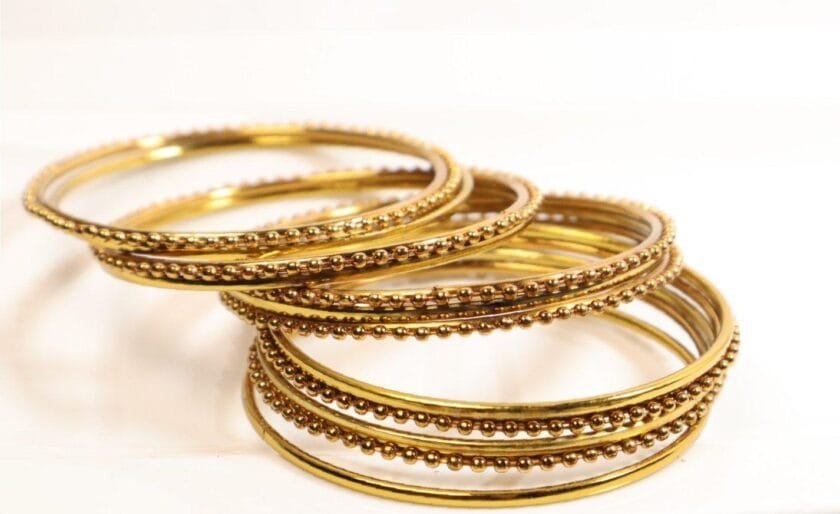 Moti golden metal bangles - Image 2