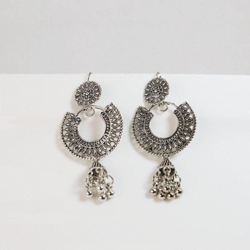 Mehrunisa silver jhumki