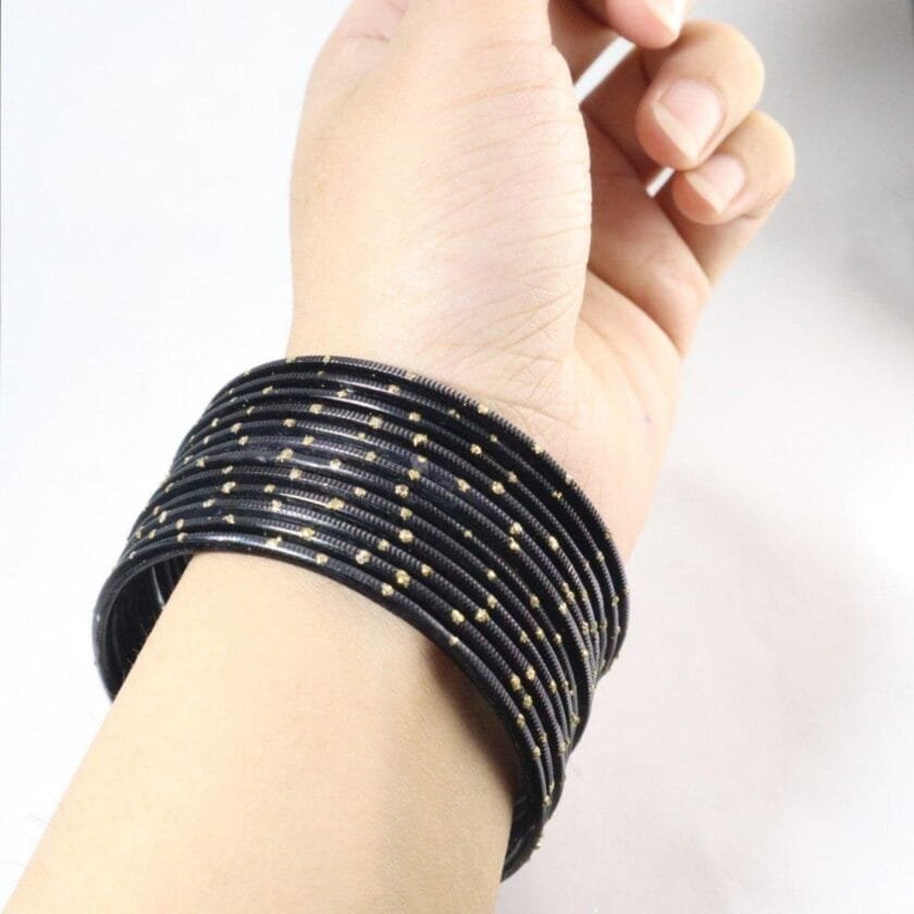 Black metal bangles