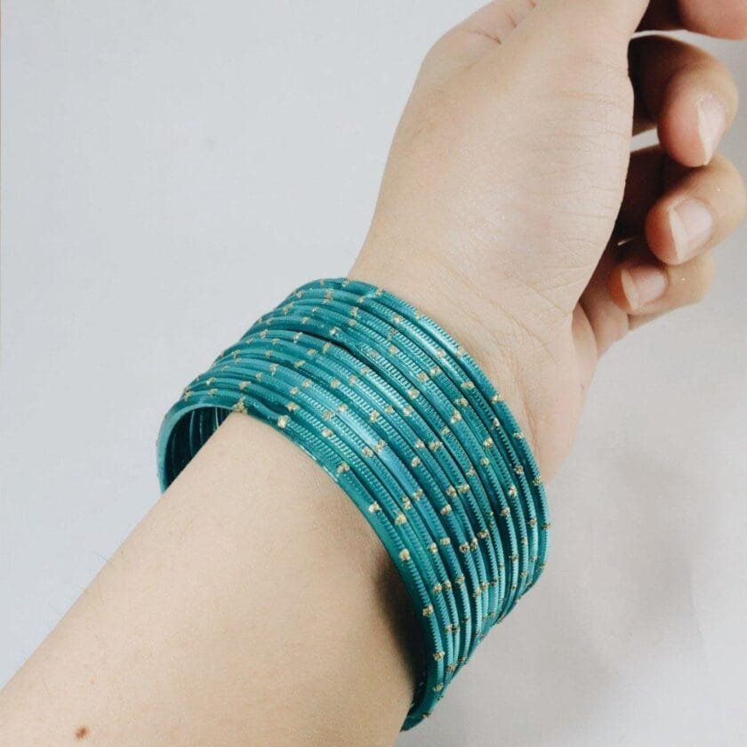 Turquoise metal bangles