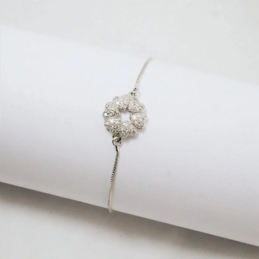 Flower bracelet adjustable silver