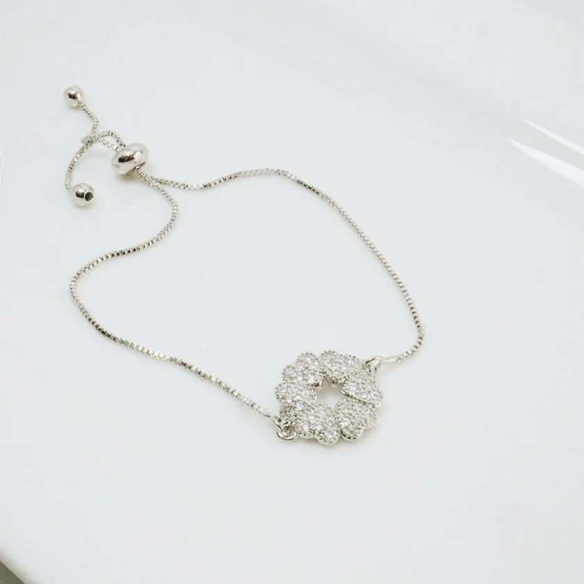 Flower bracelet adjustable silver - Image 2