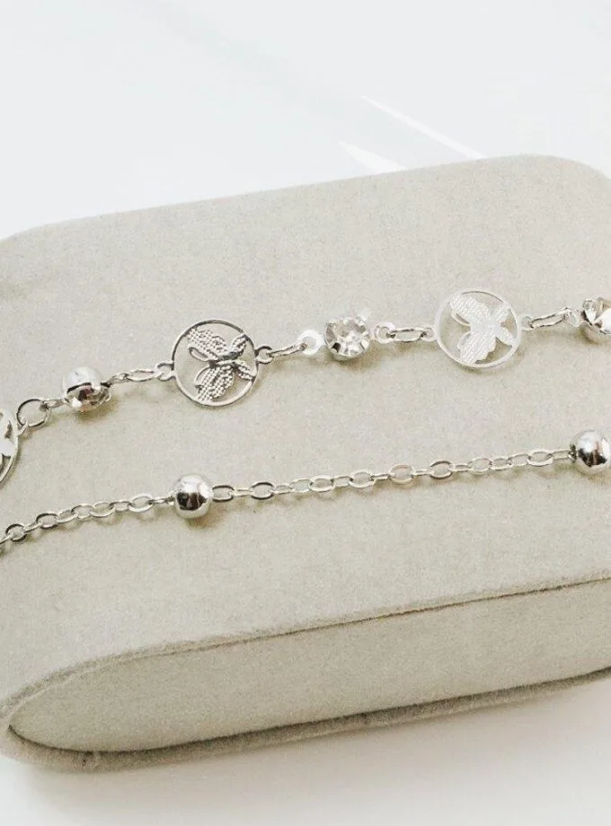 Papillon double chain bracelet silver
