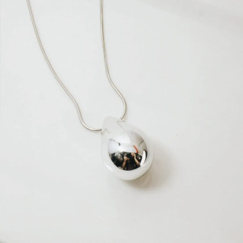 teardrop pendant chain silver