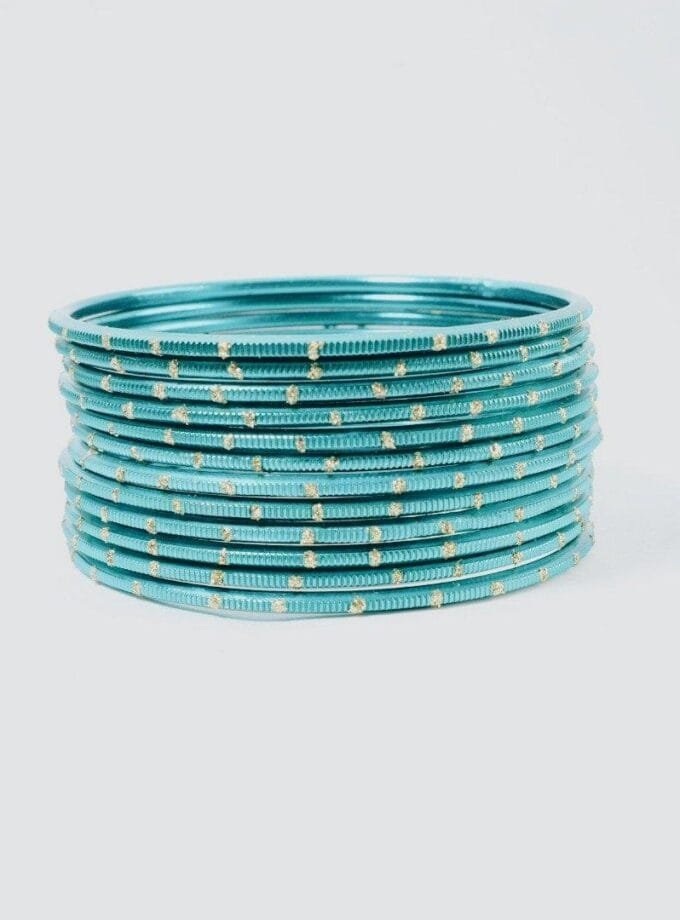 Turquoise metal bangles