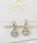 Crown silver zirconia pendant chain with studs - Image 3