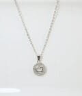 Crown silver zirconia pendant chain with studs - Image 2