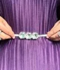 Crystal adjustable metal waist belt silver
