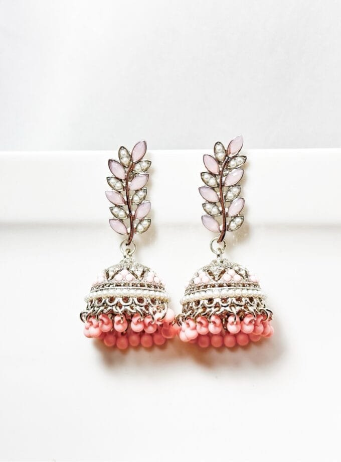 Jahanara jhumka silver pearls (7 colors)