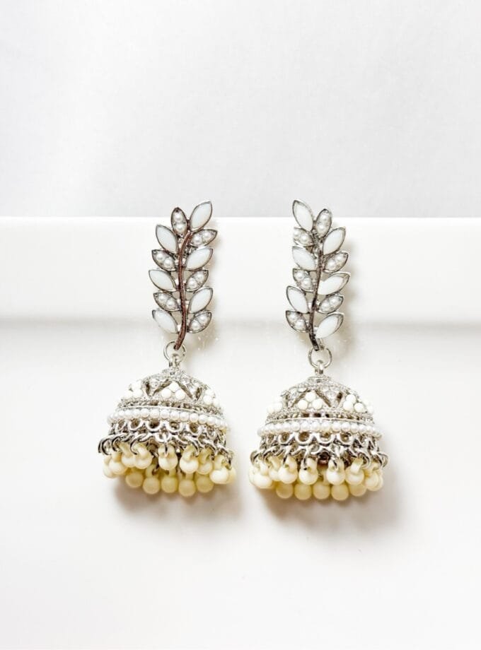 Jahanara jhumka silver pearls (7 colors)