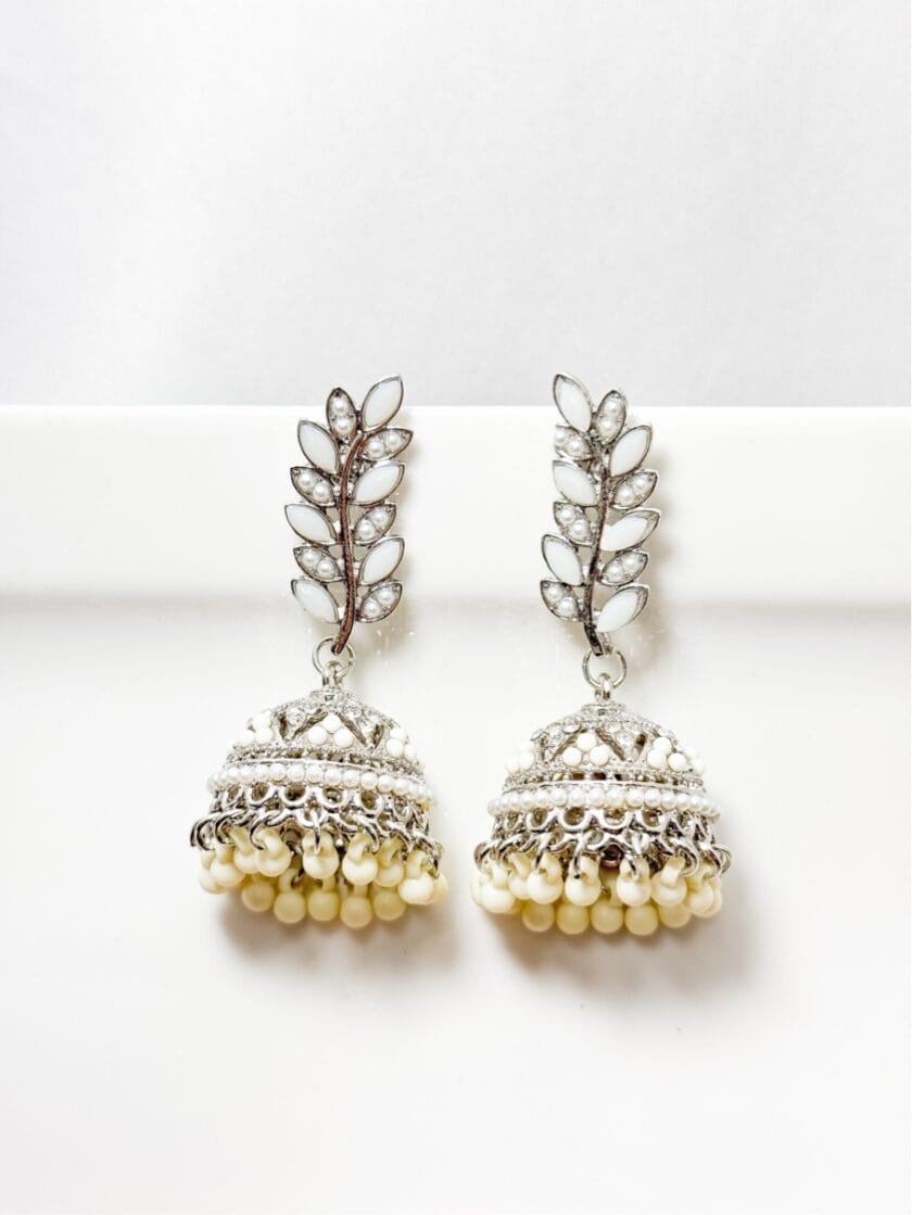 Jahanara jhumka silver pearls (7 colors) - Image 3