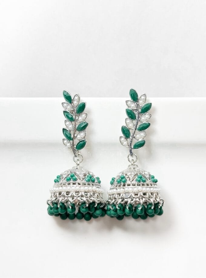 Jahanara jhumka silver pearls (7 colors)