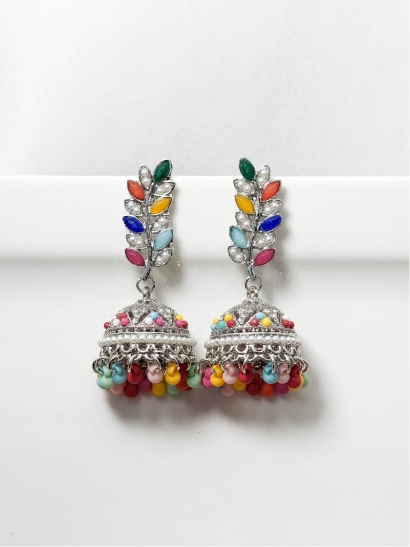 Jahanara jhumka silver pearls (7 colors) - Image 7