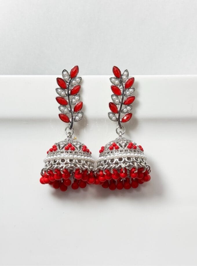 Jahanara jhumka silver pearls (7 colors)
