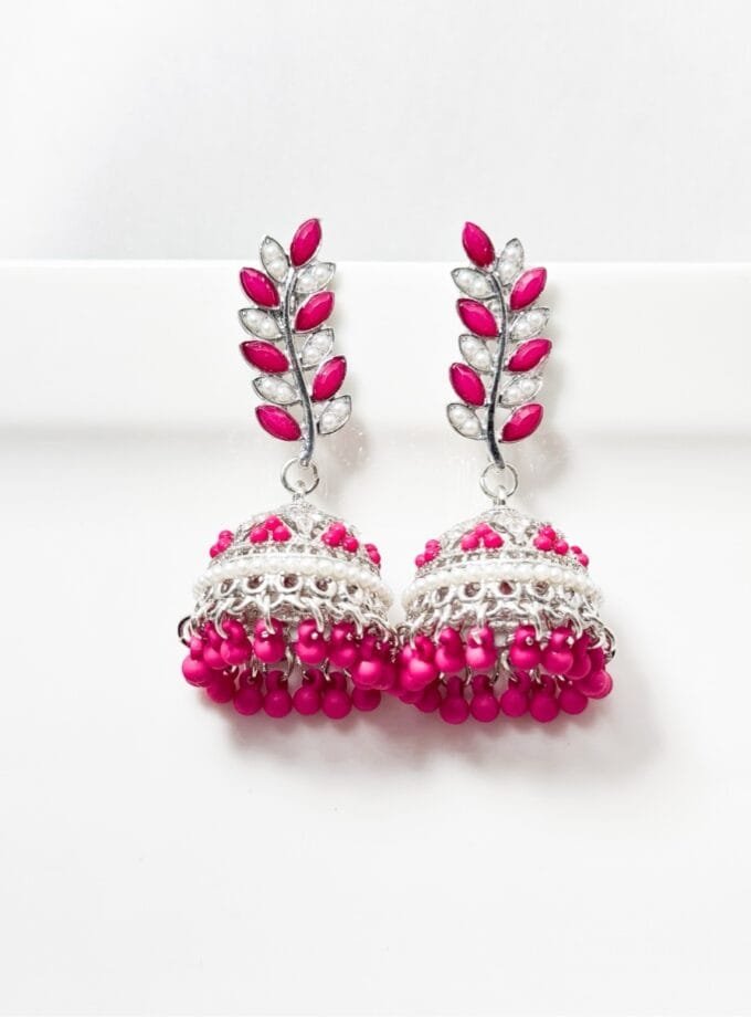 Jahanara jhumka silver pearls (7 colors)