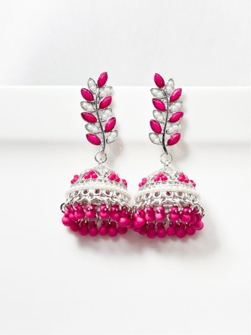 Jahanara jhumka silver pearls (7 colors) - Image 2