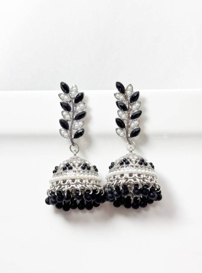 Jahanara jhumka silver pearls (7 colors)