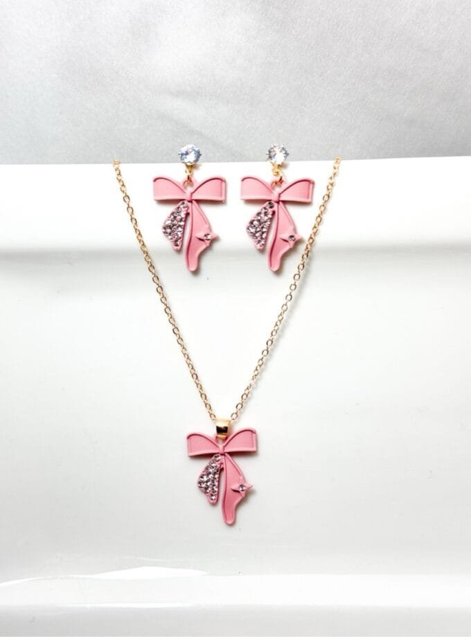 Kawaii bow pendant set