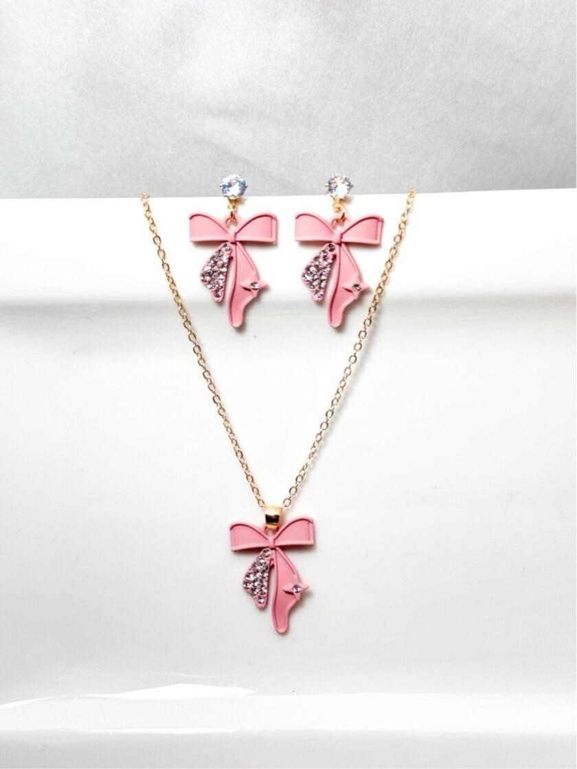 Kawaii bow pendant set