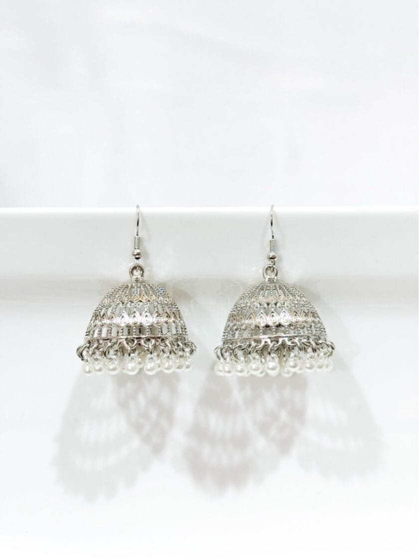 Matka silver pearls jhumka
