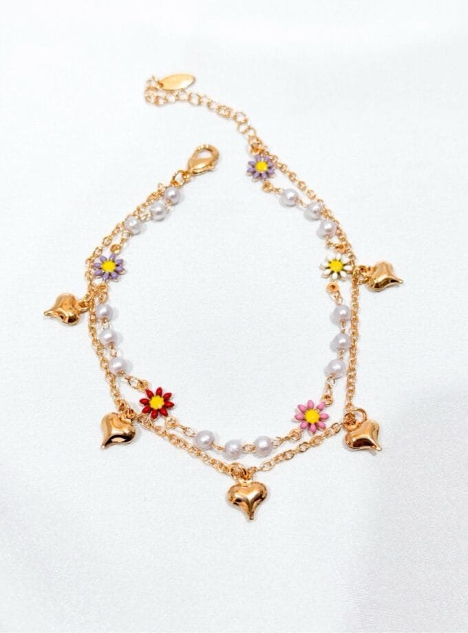 La fleur Double chain anklet gold