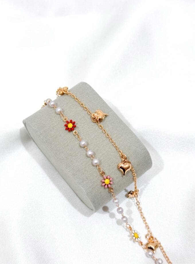 La fleur Double chain anklet gold