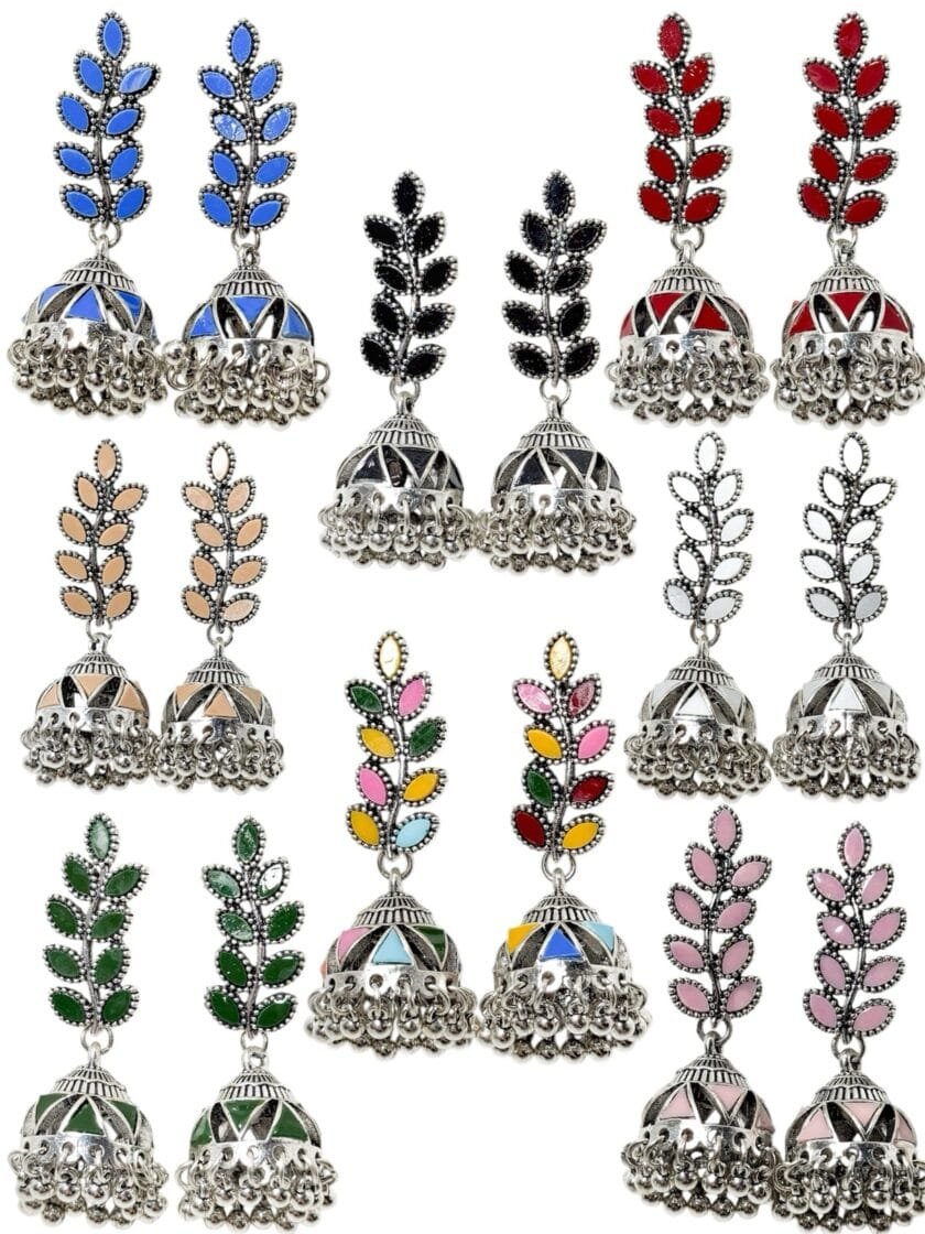 Jahanara jhumki silver (8 colors) - Image 2