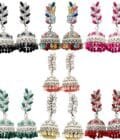 Jahanara jhumka silver pearls (7 colors)