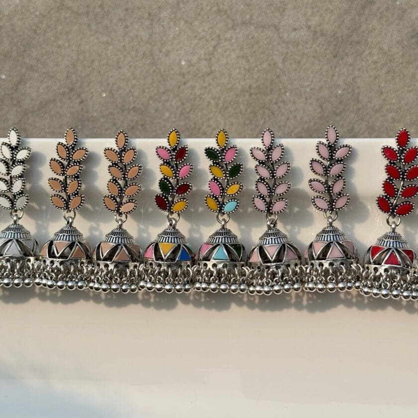 Jahanara jhumki silver (8 colors)