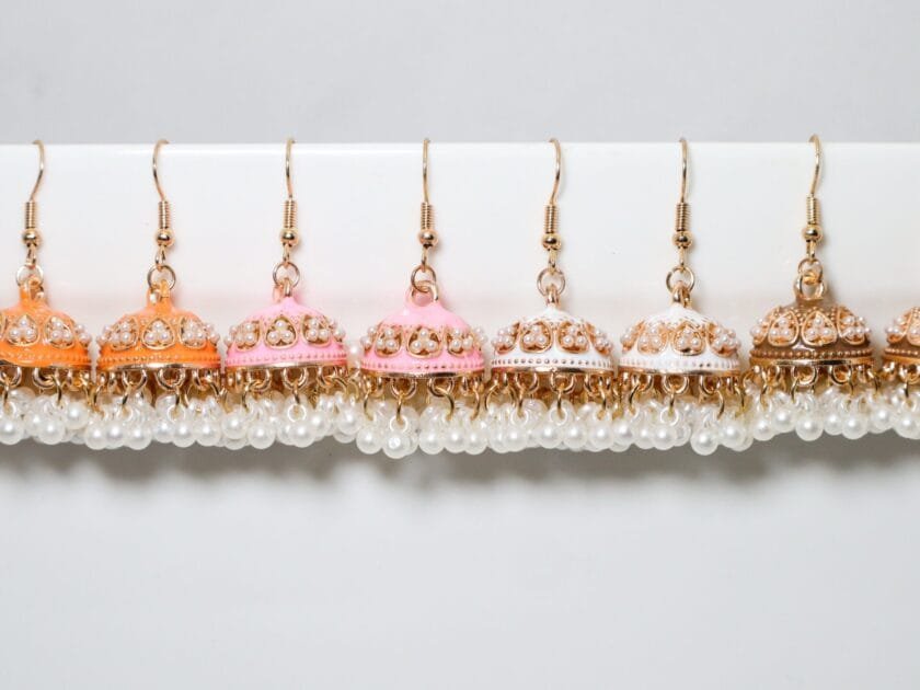 Matka jhumki pearls (12 colors) small - Image 2