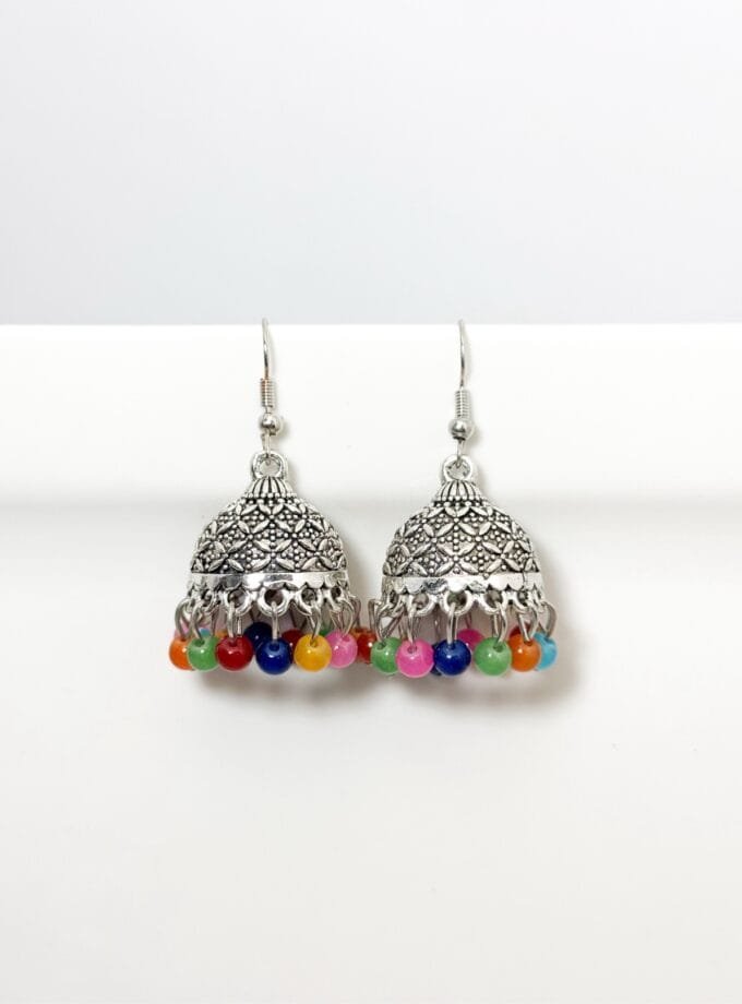 Gul bano jhumki silver (10 colors)