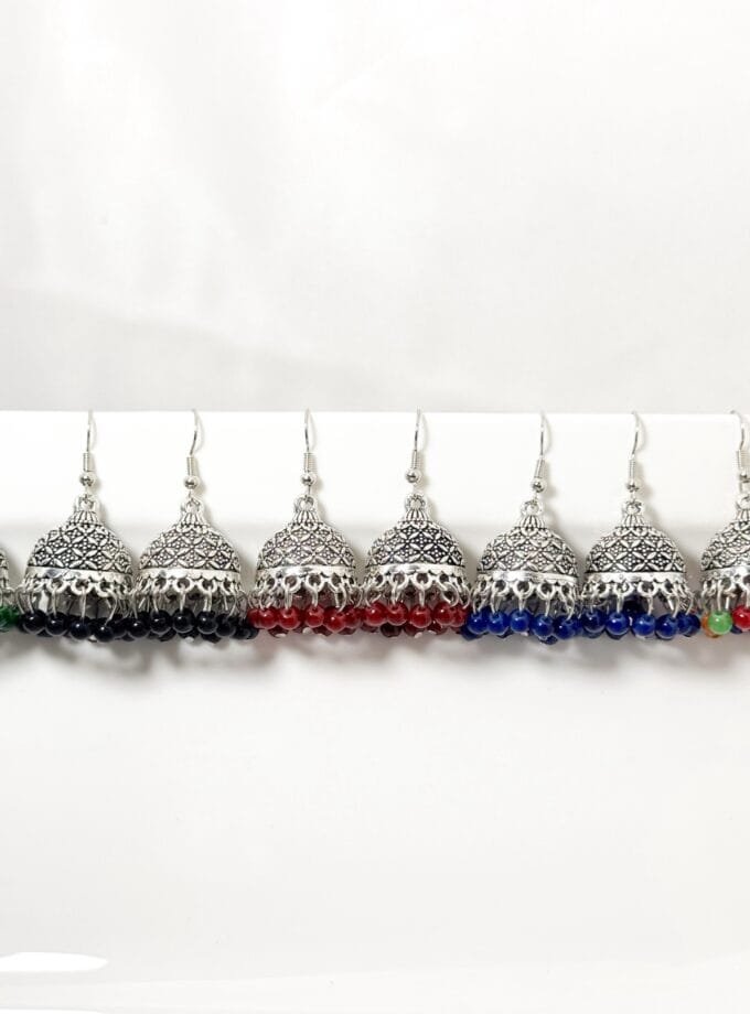 Gul bano jhumki silver (10 colors)