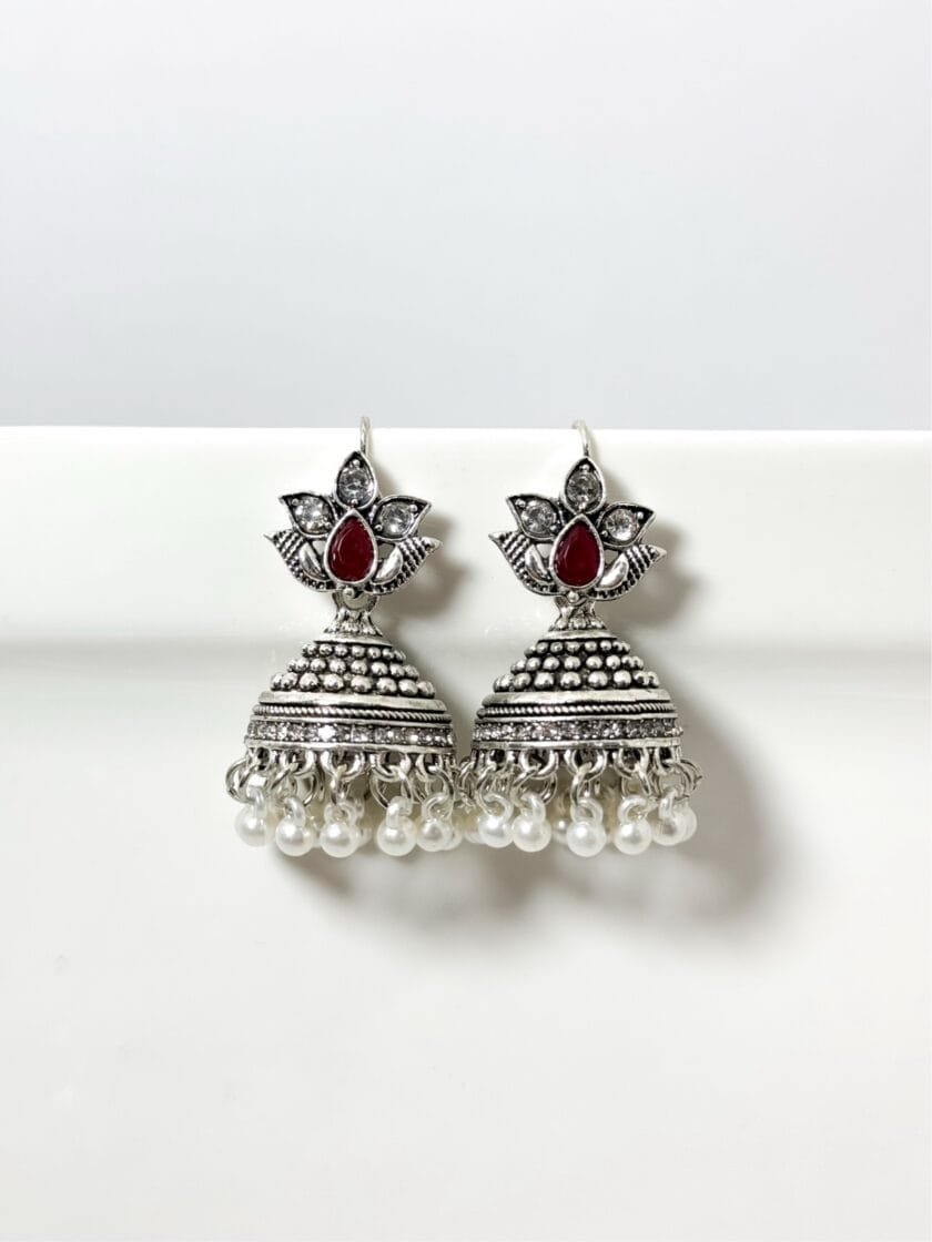 Gul e lela jhumki silver (7 colors) - Image 8