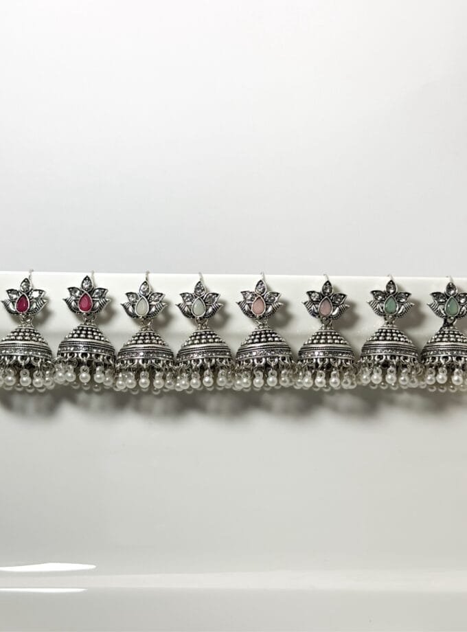 Gul e lela jhumki silver (7 colors)