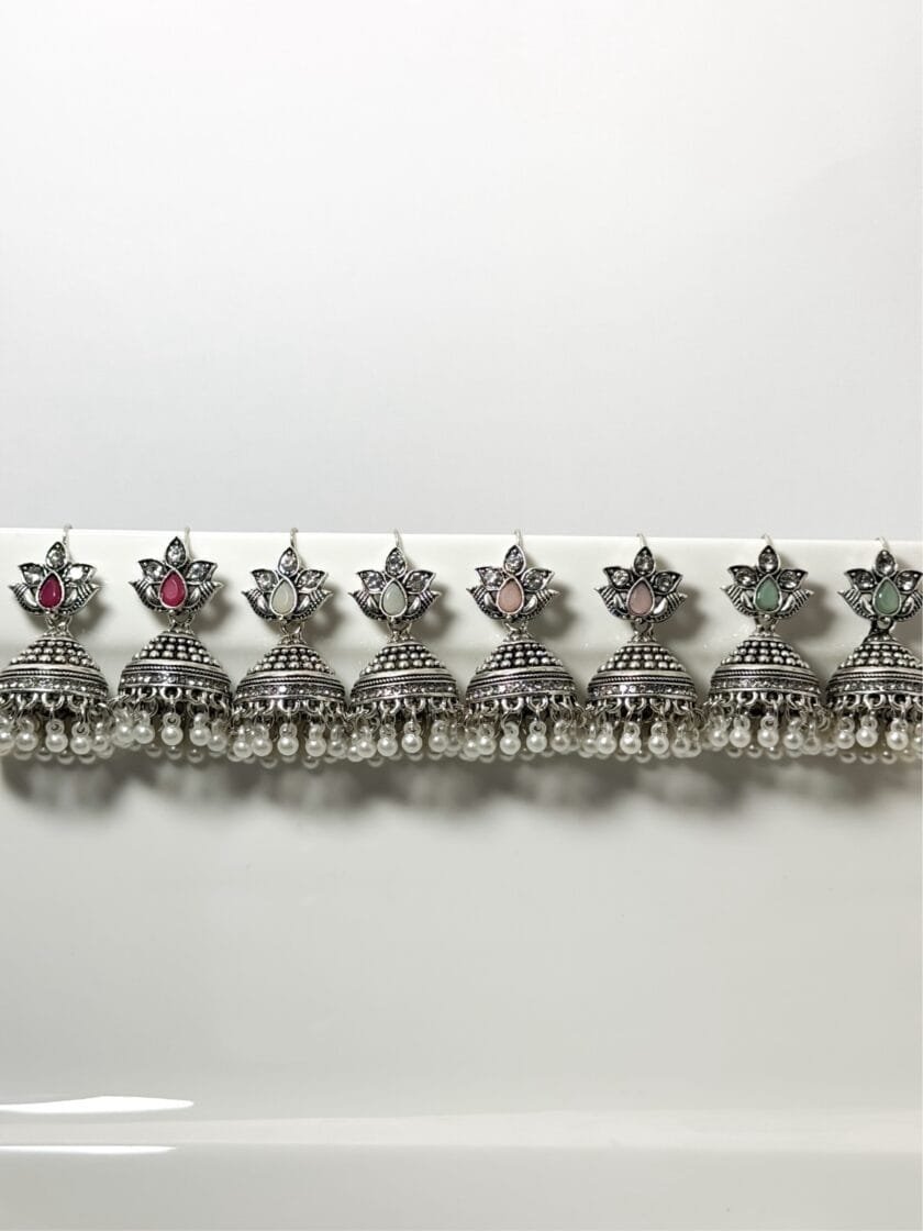 Gul e lela jhumki silver (7 colors) - Image 3