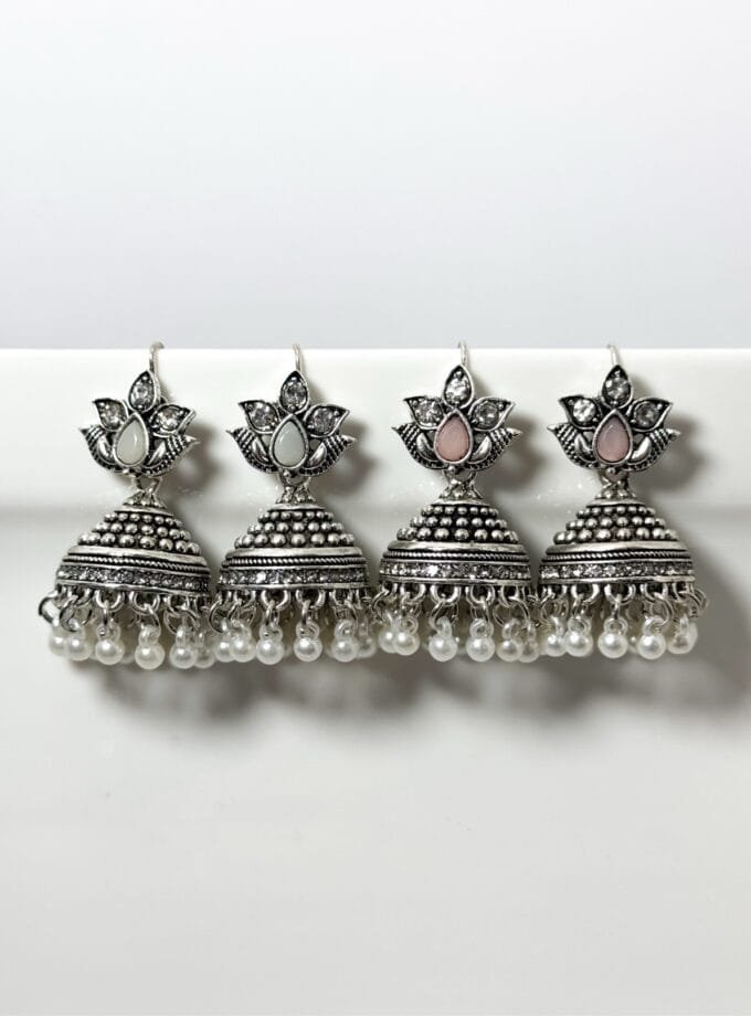 Gul e lela jhumki silver (7 colors)